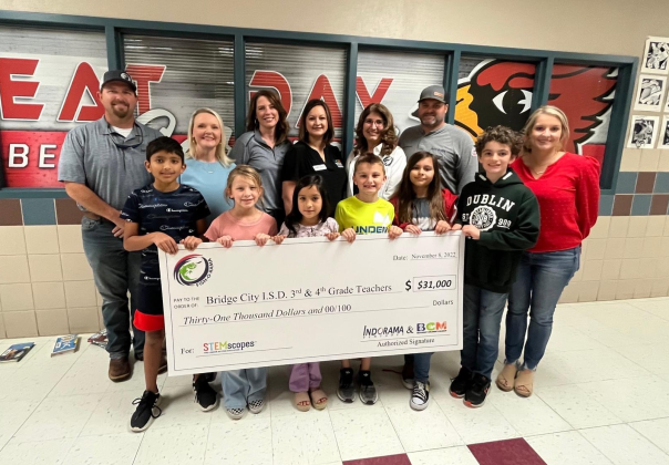 Indorama and BCM present Bridge City ISD with $31,000 for STEAM education.